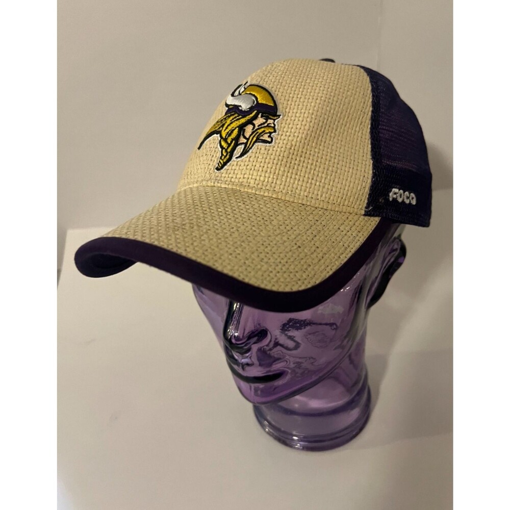FOCO Minnesota Vikings Straw Woven Mesh Trucker Hat Snapback Cap NFL Football